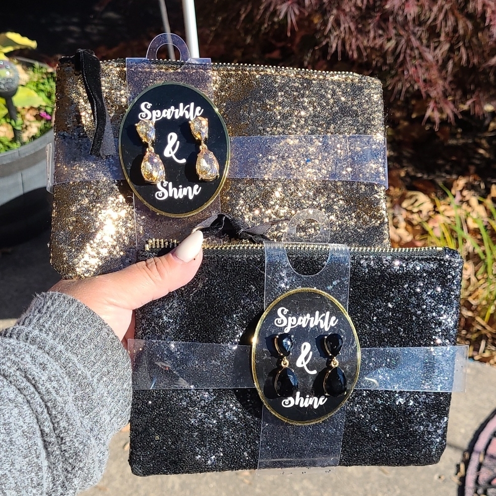 Bundle 12 Sequin Purses and Earrings